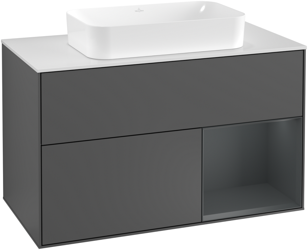 Тумба под раковину Villeroy & Boch Finion 100х50,1 см с подсветкой МДФ антрацит матовый лак/стекло белое матовое G251HGGK
