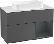 Тумба под раковину Villeroy & Boch Finion 100х50,1 см с подсветкой МДФ антрацит матовый лак/стекло белое матовое G251HGGK