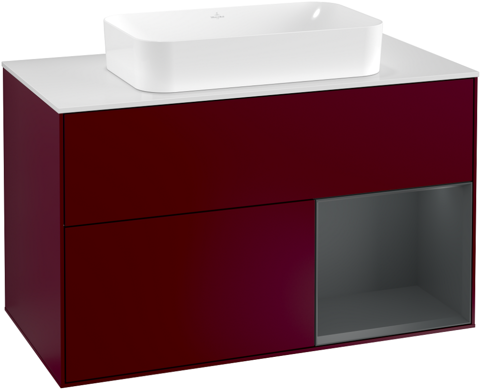 Тумба под раковину Villeroy & Boch Finion 100х50,1 см с подсветкой МДФ пион матовый лак/стекло белое матовое G251HGHB