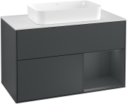 Тумба под раковину Villeroy & Boch Finion 100х50,1 см с подсветкой МДФ темно-синий матовый лак/стекло белое матовое G251HGHG