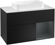 Тумба под раковину Villeroy & Boch Finion 100х50,1 см с подсветкой МДФ черный матовый лак/стекло белое матовое G251HGPD