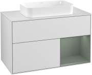  	Тумба под раковину Villeroy & Boch Finion 100х50,1 см с подсветкой МДФ белый матовый лак/стекло белое матовое G251GMMT