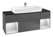 Тумба под раковину Villeroy & Boch Finion 160х50,1 см с подсветкой МДФ антрацит матовый лак/стекло черное матовое G212MTGK