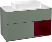 Тумба під раковину Villeroy & Boch Finion 100х50,1 см із підсвічуванням МДФ оливковий матовий лак/скло біле матове G251HBGM