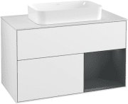 Тумба під раковину Villeroy & Boch Finion 100х50,1 см з підсвіткою МДФ білий глянцевий лак/скло біле матове G251HGGF