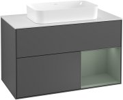  	Тумба під раковину Villeroy & Boch Finion 100х50,1 см з підсвічуванням антрацит матовий лак/скло біле матове G251GMGK