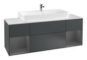 Тумба під раковину Villeroy & Boch Finion 160х50,1 см із підсвічуванням МДФ темно-синій матовий лак/скло біле матове G211GKHG