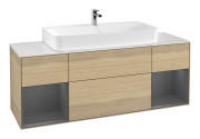 Тумба під раковину Villeroy & Boch Finion 160х50,1 см з підсвічуванням МДФ шпон дуба/скло біле матове G211GKPC