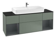 Тумба под раковину Villeroy & Boch Finion 160х50,1 см с подсветкой МДФ оливковый матовый лак/стекло черное матовое G212HGGM