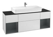 Тумба под раковину Villeroy & Boch Finion 160х50,1 см с подсветкой МДФ белый матовый лак/стекло черное матовое G212HGMT