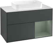  	Тумба під раковину Villeroy & Boch Finion 100х50,1 см із підсвічуванням МДФ темно-синій матовий лак/скло біле матове G251GMHG