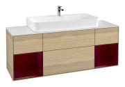 Тумба под раковину Villeroy & Boch Finion 160х50,1 см с подсветкой МДФ шпон дуба/стекло белое матовое G211HBPC