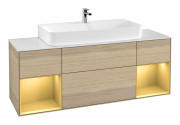 Тумба под раковину Villeroy & Boch Finion 160х50,1 см с подсветкой МДФ шпон дуба/стекло белое матовое  G211HFPC