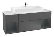 Тумба под раковину Villeroy & Boch Finion 160х50,1 см с подсветкой МДФ антрацит матовый лак/стекло белое матовое G211HGGK
