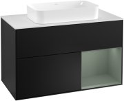 Тумба під раковину Villeroy & Boch Finion 100х50,1 см із підсвічуванням МДФ чорний матовий лак/скло біле матове G251GMPD