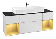 Тумба під раковину Villeroy & Boch Finion 160х50,1 см із підсвічуванням МДФ білий матовий лак/скло чорне матове G212HFMT