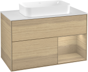 Тумба під раковину Villeroy & Boch Finion 100х50,1 см із підсвічуванням МДФ шпон дуба/скло біле матове G251PCPC