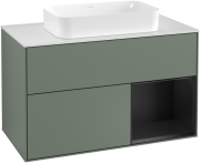 Тумба под раковину Villeroy & Boch Finion 100х50,1 см с подсветкой МДФ оливковый матовый лак/стекло белое матовое G251PDGM