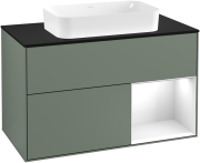 Тумба под раковину Villeroy & Boch Finion 100х50,1 см с подсветкой МДФ оливковый матовый лак/стекло черное матовое  G252GFGM