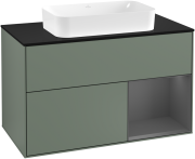 Тумба под раковину Villeroy & Boch Finion 100х50,1 см с подсветкой МДФ оливковый матовый лак/стекло черное матовое G252GKGM