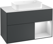 Тумба под раковину Villeroy & Boch Finion 100х50,1 см с подсветкой МДФ темно-синий матовый лак/стекло белое матовое G251MTHG