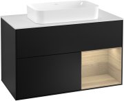 Тумба під раковину Villeroy & Boch Finion 100х50,1 см із підсвічуванням МДФ чорний матовий лак/скло біле матове G251PCPD