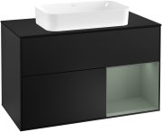 Тумба під раковину Villeroy & Boch Finion 100х50,1 см із підсвічуванням МДФ чорний матовий лак/скло чорне матове G252GMPD