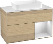 Тумба під раковину Villeroy & Boch Finion 100х50,1 см із підсвічуванням МДФ шпон дуба/скло біле матове G251MTPC
