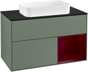 Тумба під раковину Villeroy & Boch Finion 100х50,1 см із підсвічуванням МДФ оливковий матовий лак/скло чорне матове G252HBGM