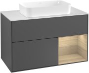 Тумба под раковину Villeroy & Boch Finion 100х50,1 см с подсветкой МДФ антрацит матовый лак/стекло белое матовое G251PCGK