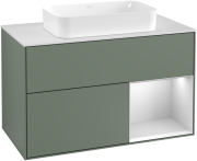 Тумба под раковину Villeroy & Boch Finion 100х50,1 см с подсветкой МДФ оливковый матовый лак/стекло белое матовое G251MTGM