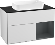 Тумба под раковину Villeroy & Boch Finion 100х50,1 см с подсветкой МДФ белый матовый лак/стекло черное матовое G252HGMT