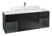 Тумба под раковину Villeroy & Boch Finion 160х50,1 см с подсветкой МДФ черный матовый лак/стекло белое матовое G211HGPD