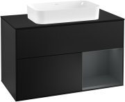 Тумба під раковину Villeroy & Boch Finion 100х50,1 см із підсвічуванням МДФ чорний матовий лак/скло чорне матове G252HGPD