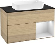 Тумба под раковину Villeroy & Boch Finion 100х50,1 см с подсветкой МДФ шпон дуба/стекло черное матовое G252MTPC