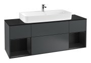 Тумба под раковину Villeroy & Boch Finion 160х50,1 см с подсветкой МДФ темно-синий матовый лак/стекло черное матовое G212PDHG