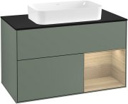 Тумба під раковину Villeroy & Boch Finion 100х50,1 см із підсвічуванням МДФ оливковий матовий лак/скло чорне матове G252PCGM