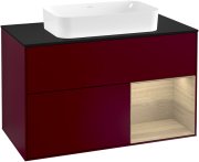 Тумба под раковину Villeroy & Boch Finion 100х50,1 см с подсветкой МДФ пион матовый лак/стекло черное матовое G252PCHB