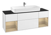 Тумба під раковину Villeroy & Boch Finion 160х50,1 см з підсвіткою МДФ білий глянцевий лак/скло чорне матове G212PCGF