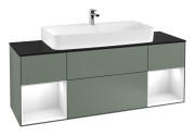 Тумба под раковину Villeroy & Boch Finion 160х50,1 см с подсветкой МДФ оливковый матовый лак/стекло черное матовое G212GFGM
