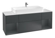 Тумба под раковину Villeroy & Boch Finion 160х50,1 см с подсветкой МДФ темно-синий матовый лак/стекло белое матовое G211HGHG