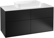 Тумба под раковину Villeroy & Boch Finion 120х50,1 см МДФ черный матовый лак/стекло белое матовое F26100PD
