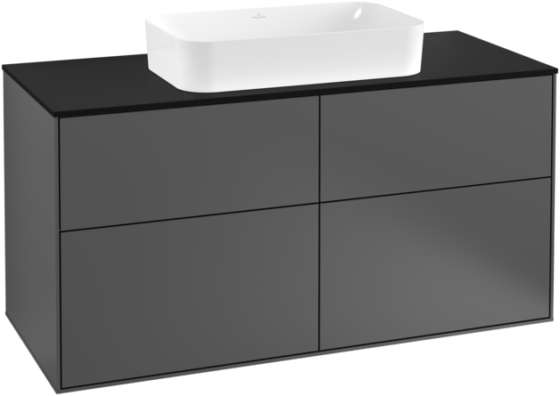 Тумба під раковину Villeroy & Boch Finion 120х50,1 см МДФ антрацит матовий лак/скло чорне матове F26200GK