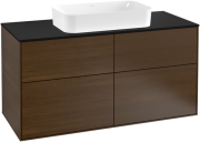 Тумба под раковину Villeroy & Boch Finion 120х50,1 см МДФ шпон грецкого ореха/стекло черное матовое F26200GN