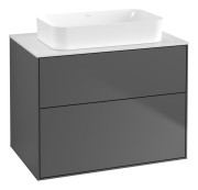 Тумба под раковину Villeroy & Boch Finion 80х50,1 см МДФ антрацит матовый лак/стекло белое матовое F63100GK