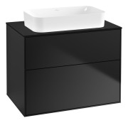 Тумба под раковину Villeroy & Boch Finion 80х50,1 см МДФ черный матовый лак/стекло черное матовое F63200PD