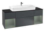Тумба под раковину Villeroy & Boch Finion 160х50,1 см с подсветкой МДФ темно-синий матовый лак/стекло черное матовое G212GMHG