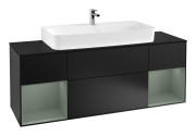 Тумба под раковину Villeroy & Boch Finion 160х50,1 см с подсветкой МДФ черный матовый лак/стекло черное матовое G212GMPD