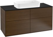 Тумба под раковину Villeroy & Boch Finion 120х50,1 см МДФ шпон грецкого ореха/стекло черное матовое F26200GN