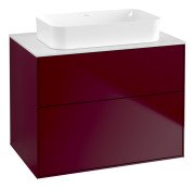 Тумба под раковину Villeroy & Boch Finion 80х50,1 см МДФ пион матовый лак/стекло белое матовое F63100HB